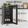image:imageTylza 15 Inch Wine Fridge 30 Bottles Dual Zone Wine Cooler Refrigerator Undercounter or Freestanding 4065F Wine Cabinet with Tempered Glass Door Wine Cooler for Home Kitchen Bar14 18 Bottles Wine Cooler Black