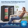 image:imageTylza 15 Inch Wine Fridge 30 Bottles Dual Zone Wine Cooler Refrigerator Undercounter or Freestanding 4065F Wine Cabinet with Tempered Glass Door Wine Cooler for Home Kitchen Bar24 Dual Zone Wine Beverage Cooler Black