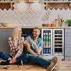 image:imageTylza 15 Inch Wine Fridge 30 Bottles Dual Zone Wine Cooler Refrigerator Undercounter or Freestanding 4065F Wine Cabinet with Tempered Glass Door Wine Cooler for Home Kitchen Bar24 Dual Zone Wine Beverage Cooler
