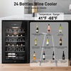 image:imageTylza 15 Inch Wine Fridge 30 Bottles Dual Zone Wine Cooler Refrigerator Undercounter or Freestanding 4065F Wine Cabinet with Tempered Glass Door Wine Cooler for Home Kitchen Bar17 24 Bottles Wine Cooler Black
