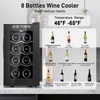 image:imageTylza 15 Inch Wine Fridge 30 Bottles Dual Zone Wine Cooler Refrigerator Undercounter or Freestanding 4065F Wine Cabinet with Tempered Glass Door Wine Cooler for Home Kitchen Bar10 8 Bottles Wine Cooler Black