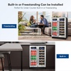 image:imageTylza Wine Fridge 15 30 Bottles Wine Cooler Refrigerator Undercounter or Freestanding Removable Shelves 4065F Wine Cabinet with Double Glass Door Wine Cooler for Home Kitchen BarUpgrade 24 Dual Zone Wine Beverage Cooler