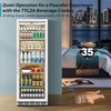 image:imageTylza Wine Fridge 15 30 Bottles Wine Cooler Refrigerator Undercounter or Freestanding Removable Shelves 4065F Wine Cabinet with Double Glass Door Wine Cooler for Home Kitchen Bar6575H Beverage Cooler WhiteGlass Door