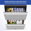 image:imageTylza Wine Fridge 15 30 Bottles Wine Cooler Refrigerator Undercounter or Freestanding Removable Shelves 4065F Wine Cabinet with Double Glass Door Wine Cooler for Home Kitchen Bar24 Outdoor Dual Drawers Cooler