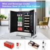 image:imageTylza Wine Fridge 15 30 Bottles Wine Cooler Refrigerator Undercounter or Freestanding Removable Shelves 4065F Wine Cabinet with Double Glass Door Wine Cooler for Home Kitchen Bar24 Outdoor Wine and Beverage Cooler