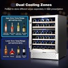 image:imageTylza Wine Fridge 15 30 Bottles Wine Cooler Refrigerator Undercounter or Freestanding Removable Shelves 4065F Wine Cabinet with Double Glass Door Wine Cooler for Home Kitchen Bar24 Wine Cooler Dual Zone