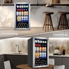 image:imageTylza Wine Fridge 15 30 Bottles Wine Cooler Refrigerator Undercounter or Freestanding Removable Shelves 4065F Wine Cabinet with Double Glass Door Wine Cooler for Home Kitchen Bar175 322 CuFt Beverage Cooler Silver