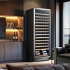 image:imageTylza Wine Fridge 15 30 Bottles Wine Cooler Refrigerator Undercounter or Freestanding Removable Shelves 4065F Wine Cabinet with Double Glass Door Wine Cooler for Home Kitchen Bar24 Wine Cooler 154 Bottles