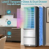 image:imageTylza Wine Fridge 15 30 Bottles Wine Cooler Refrigerator Undercounter or Freestanding Removable Shelves 4065F Wine Cabinet with Double Glass Door Wine Cooler for Home Kitchen Bar1342 Cu Ft Dual Drawers Wine Beverage Cooler