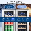 image:imageTylza Wine Fridge 15 30 Bottles Wine Cooler Refrigerator Undercounter or Freestanding Removable Shelves 4065F Wine Cabinet with Double Glass Door Wine Cooler for Home Kitchen BarUpgrade 24 Dual Zone Wine Beverage Cooler