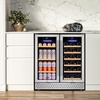 image:imageTylza Wine Fridge 15 30 Bottles Wine Cooler Refrigerator Undercounter or Freestanding Removable Shelves 4065F Wine Cabinet with Double Glass Door Wine Cooler for Home Kitchen Bar30 Dual Zone Wine Beverage Cooler