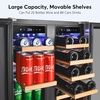 image:imageTylza Wine Fridge 15 30 Bottles Wine Cooler Refrigerator Undercounter or Freestanding Removable Shelves 4065F Wine Cabinet with Double Glass Door Wine Cooler for Home Kitchen BarUpgrade 24 Dual Zone Wine Beverage Cooler