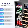 image:imageTylza Wine Fridge 15 30 Bottles Wine Cooler Refrigerator Undercounter or Freestanding Removable Shelves 4065F Wine Cabinet with Double Glass Door Wine Cooler for Home Kitchen Bar24 Outdoor Wine and Beverage Cooler