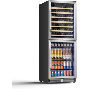 image:imageTylza 15 Inch Wine Fridge 30 Bottles Dual Zone Wine Cooler Refrigerator Undercounter or Freestanding 4065F Wine Cabinet with Tempered Glass Door Wine Cooler for Home Kitchen Bar135 Cu Ft 24 Dual Zone Wine Beverage Cooler