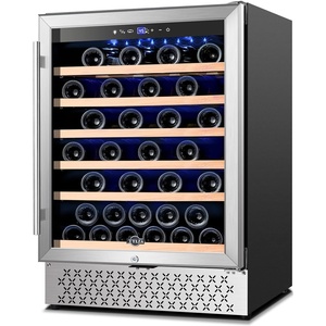 image:imageTylza Wine Fridge 15 30 Bottles Wine Cooler Refrigerator Undercounter or Freestanding Removable Shelves 4065F Wine Cabinet with Double Glass Door Wine Cooler for Home Kitchen Bar24 Wine Cooler Single Zone