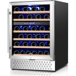 image:imageTylza Wine Fridge 15 30 Bottles Wine Cooler Refrigerator Undercounter or Freestanding Removable Shelves 4065F Wine Cabinet with Double Glass Door Wine Cooler for Home Kitchen Bar24 Wine Cooler Dual Zone
