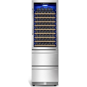 image:imageTylza Wine Fridge 15 30 Bottles Wine Cooler Refrigerator Undercounter or Freestanding Removable Shelves 4065F Wine Cabinet with Double Glass Door Wine Cooler for Home Kitchen Bar1342 Cu Ft Dual Drawers Wine Beverage Cooler