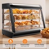 image:imageTylza 26 Commercial Food Warmer Display Case 3Tier Electric Countertop Pizza Warmer wLED Lighting Adjustable Removable Shelves Glass Door 1200W for Restaurant Buffet Pretzel WarmerBlack