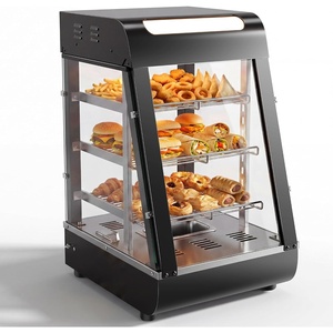 image:imageTylza 26 Commercial Food Warmer Display Case 3Tier Electric Countertop Pizza Warmer wLED Lighting Adjustable Removable Shelves Glass Door 1200W for Restaurant Buffet Pretzel WarmerBlack